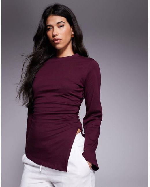 ASOS Purple Cinched Side Asymmetric Tee