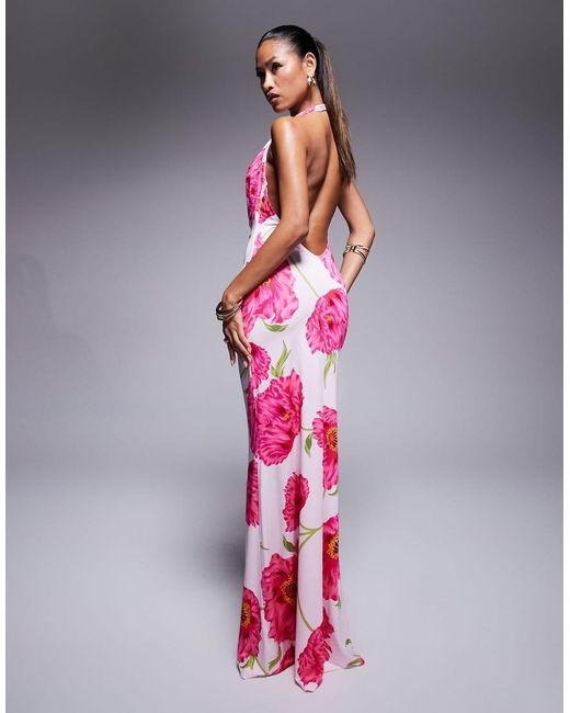Vestito Lungo Con Scollo Ad Anello Allacciato Al Collo di AFRM in Pink