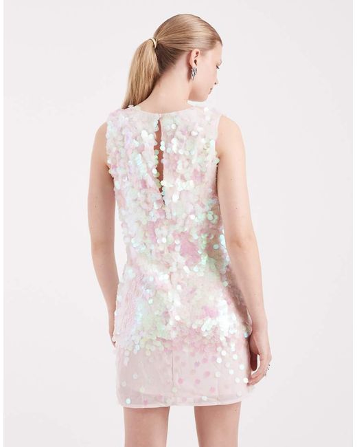 Miss Selfridge White Premium Sequin Shift Dress