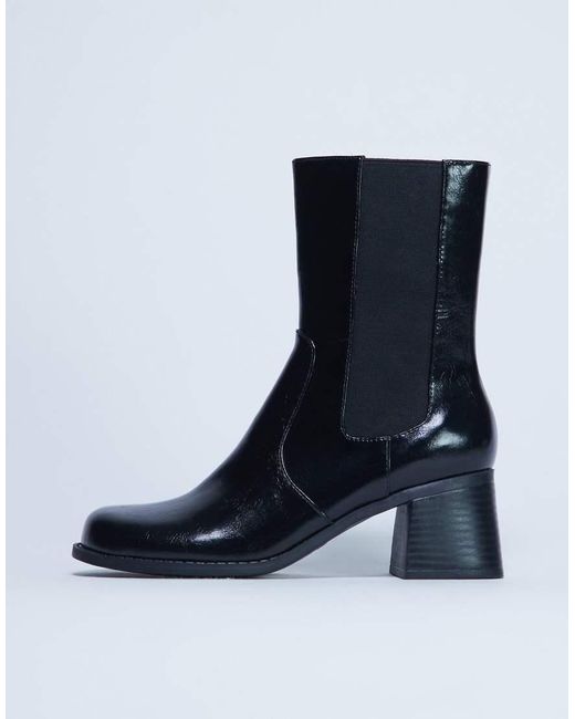 TOPSHOP Black Myra Block Heel Chelsea Boot