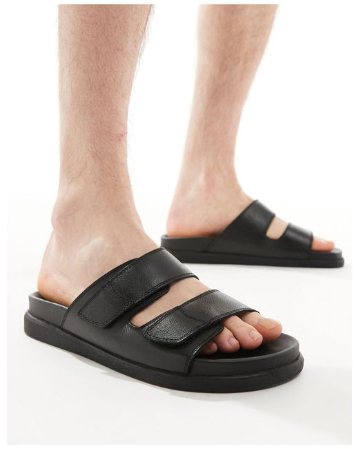 Schuh Black Sergio Double Strap Sandals for men