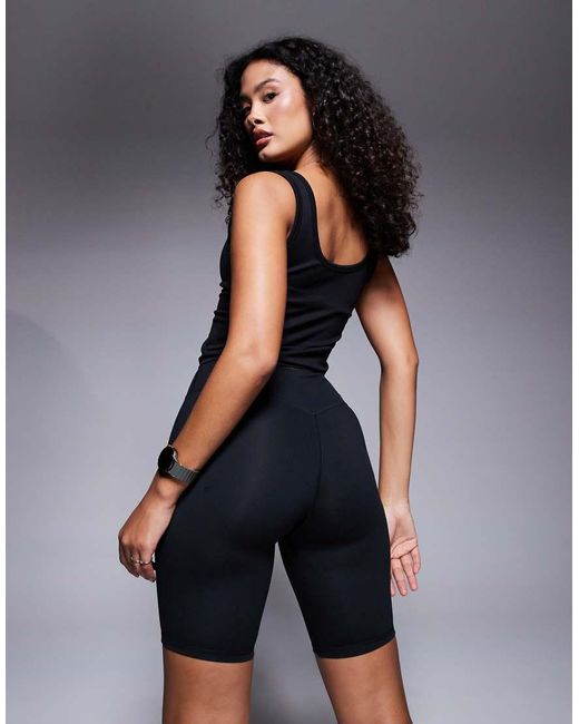 Leggings Cortos De 20 Cm Negros De Tejido Suave Icon De Hourglass 4505 de color Blue