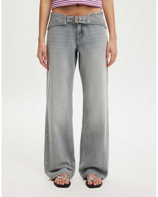 Cotton On Black Belted Low Rise Straight Jean