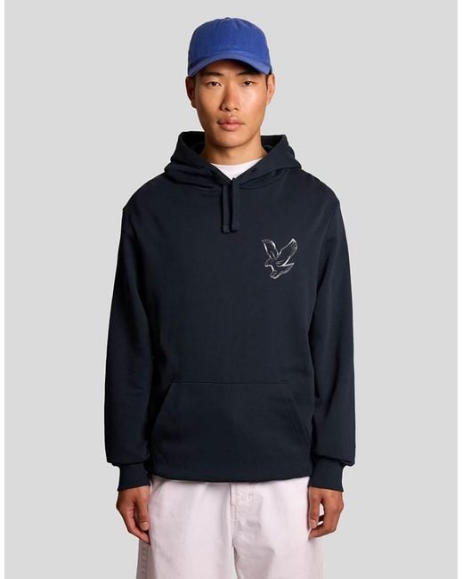Lyle & Scott Blue Mid Layers Chrome Eagle Graphic Hoodie for men