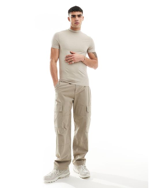 T-shirt col roulé moulant - taupe ASOS pour homme en coloris White