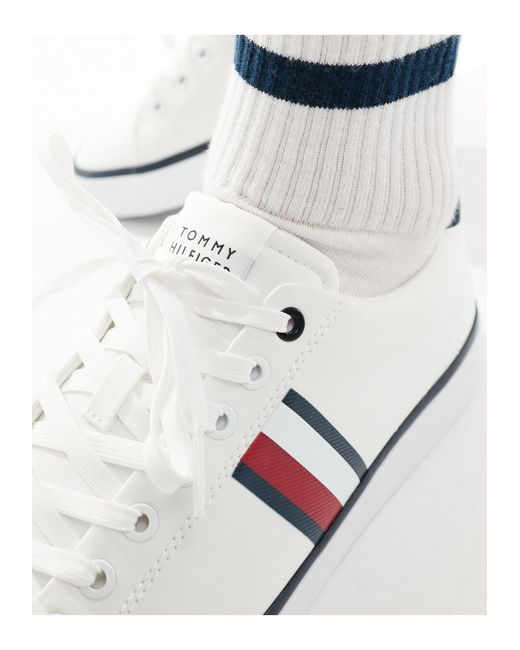 Tommy Hilfiger White Striped Mesh Trainers for men