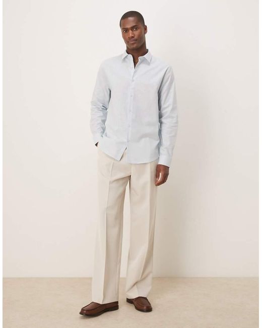 Camisa De Vestir De Corte Estándar De Lino De ASOS de hombre de color White