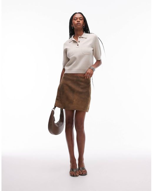 ARKET Gray Compact Knitted Top With Button Polo Collar
