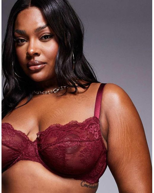 ASOS Red Asos Design Curve Lola Lace Underwi Bra