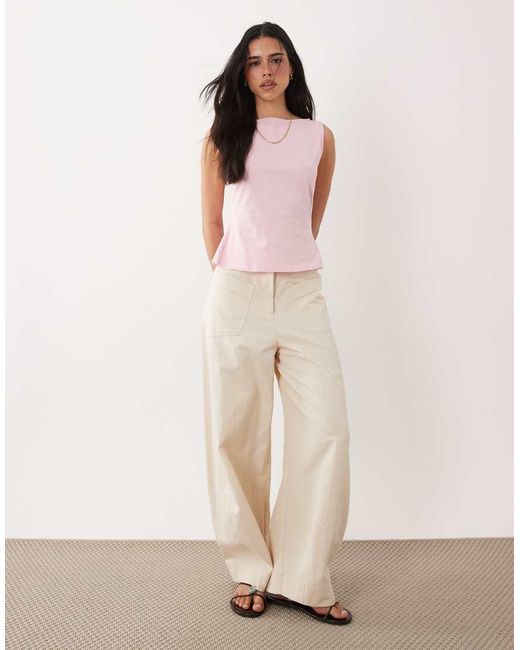 ASOS Pink Slash Neck Tie Back Tank Top