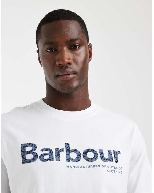 Barbour White Milburn Short Sleeve Relaxed Logo T-Shirt for men