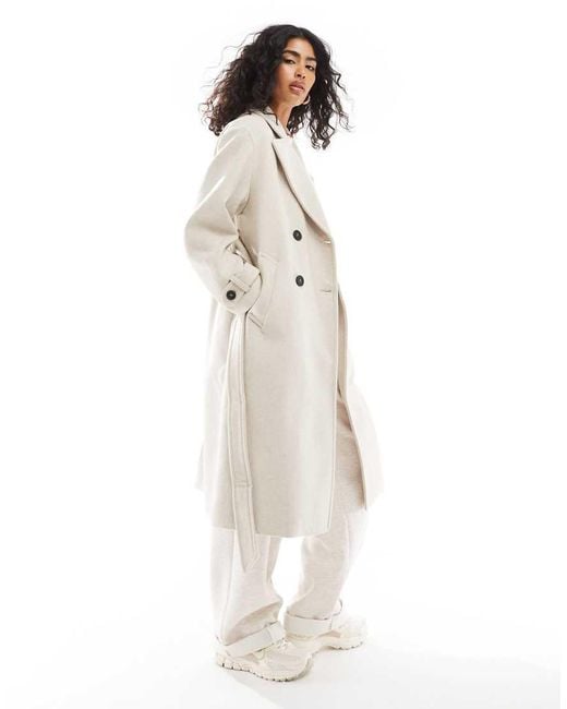 Bershka White Wool Trench Coat