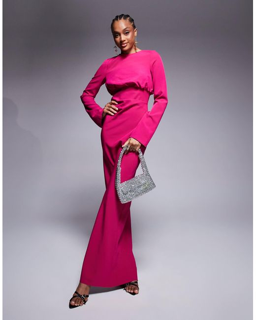 ASOS Pink Asos design tall – langärmliges maxikleid