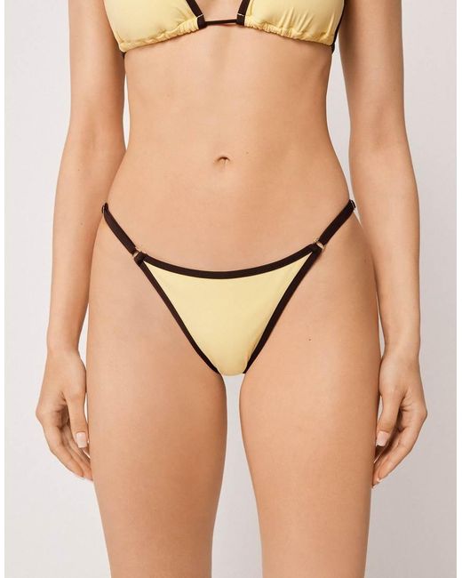 Calzedonia Natural Piping Thong Bikini Bottom