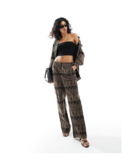 Y.A.S Black Broderie Wide Leg Trouser Co-ord