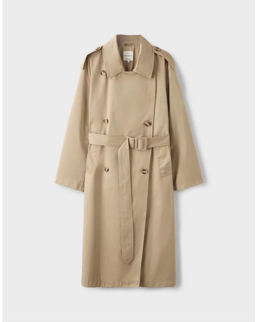 Stradivarius Natural Long Basic Trench Coat