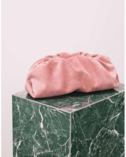 ASOS Pink Premium Suede Cloud Clutch Bag