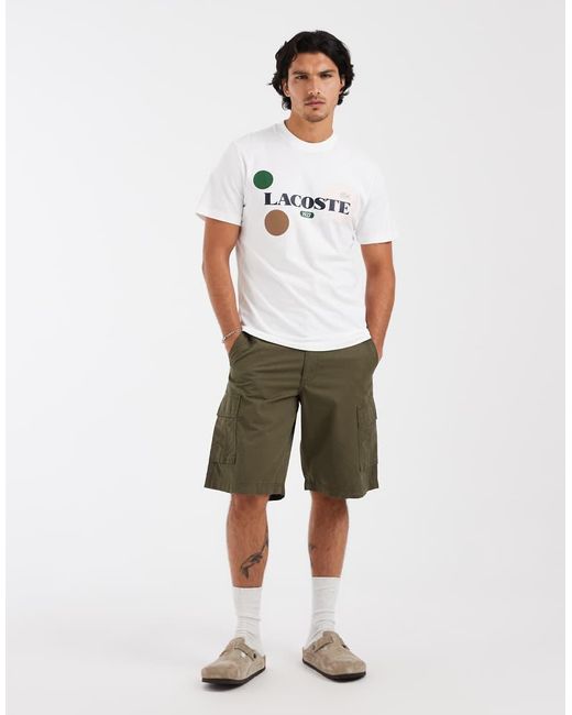 Lacoste White Classic Fit Graphic Logo T-shirt for men