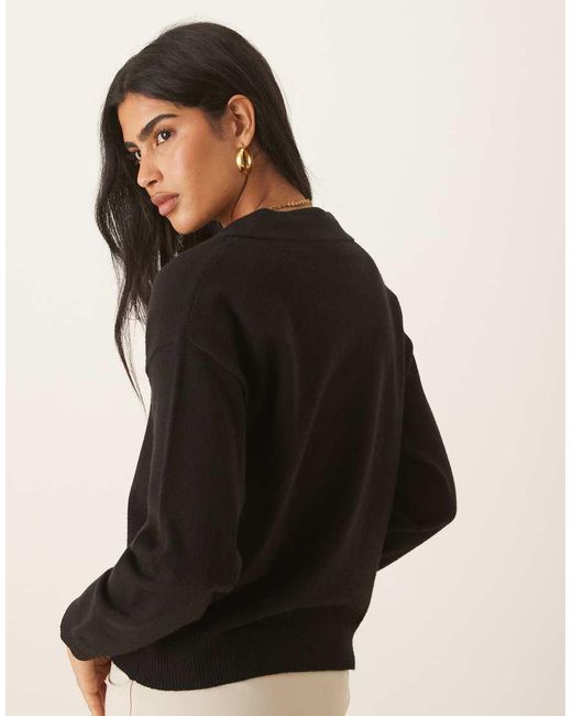 Jersey Con Cuello Tipo Polo De Punto De Glamorous de color Black