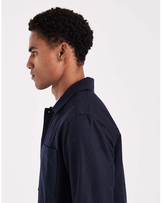 ASOS Blue Wool Mix Overshirt for men