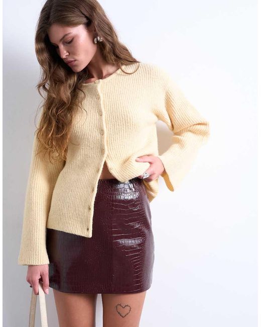 TOPSHOP Purple Faux Snake Patent Leather Mini Skirt