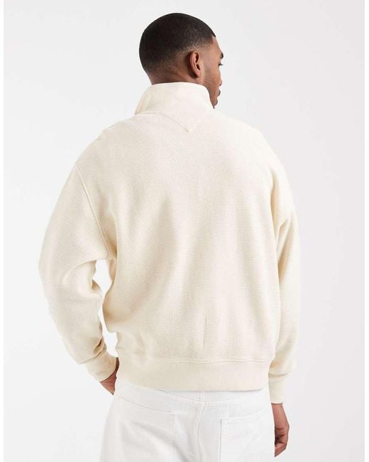 Tommy Hilfiger White Waffle Texture Relaxed Fit Sweatshirt for men
