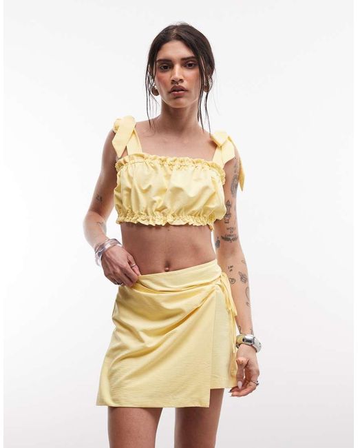 ASOS Natural Ruffle Detail Top With Bow Tie Straps