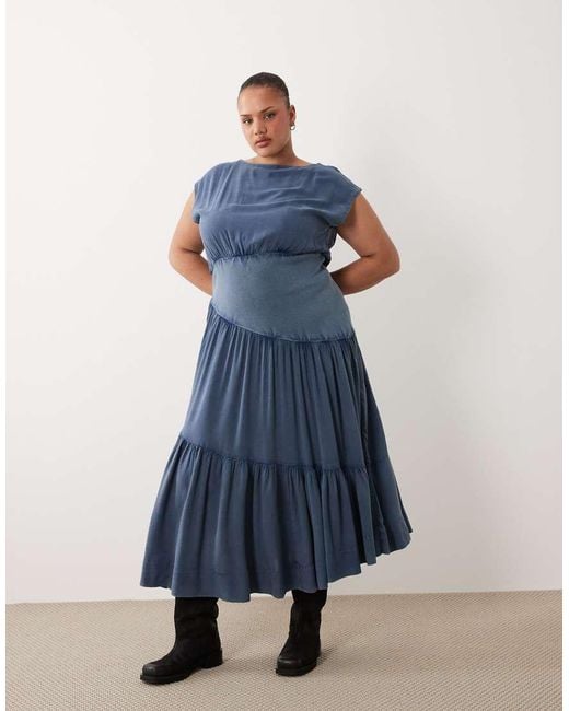 ASOS Blue Asos Design Curve Sleeveless Slash Neck Hybrid Maxi Dress
