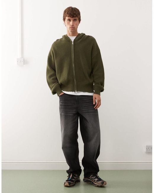 Weekday Green Knitted Hoodie for men