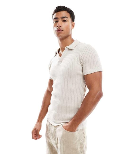 Jack & Jones Muscle Fit Polo in het White voor heren