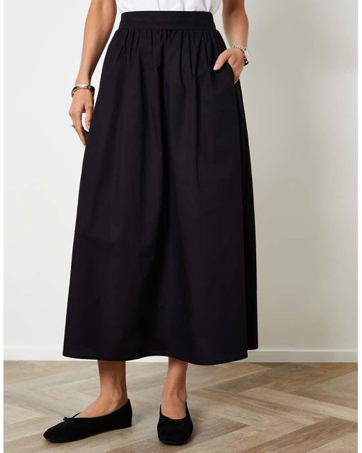 Threadbare Black Cotton Maxi Skirt With Pockets