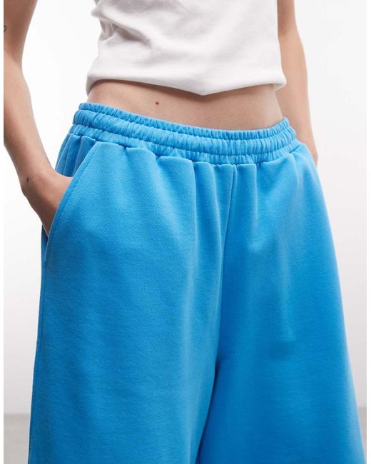 Collusion Blue baggy Longline 3/4 Length Jersey Shorts