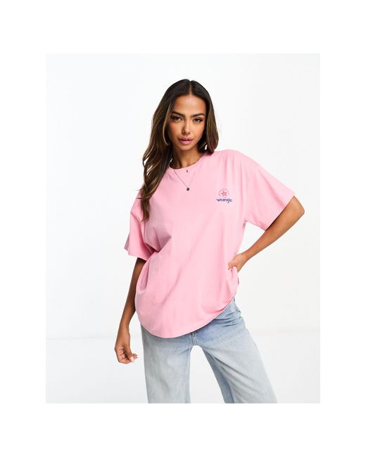 Wrangler Loose Fit T-shirt With Chest Logo in Pink | Lyst UK