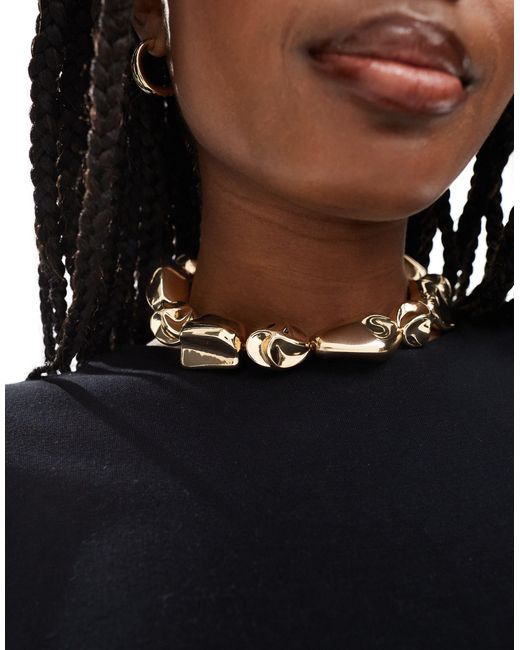 ASOS Black Necklace With Abstract Bead Design