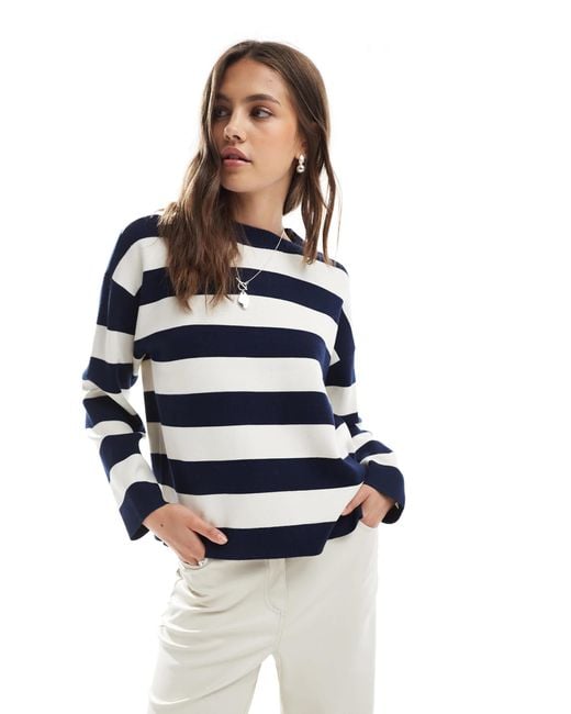 Vero Moda Blue Structured Knit Oversized Jumper