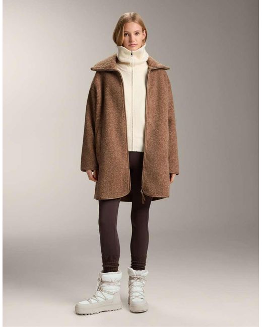Oysho Natural Long Faux-shearling Jacket
