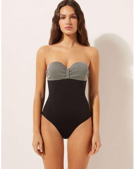 Calzedonia Black Swimsuit Golden Stripes