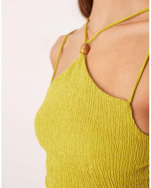 ASOS Green Co-Ord Textured Halter Neck Cami Top With Bead Detail