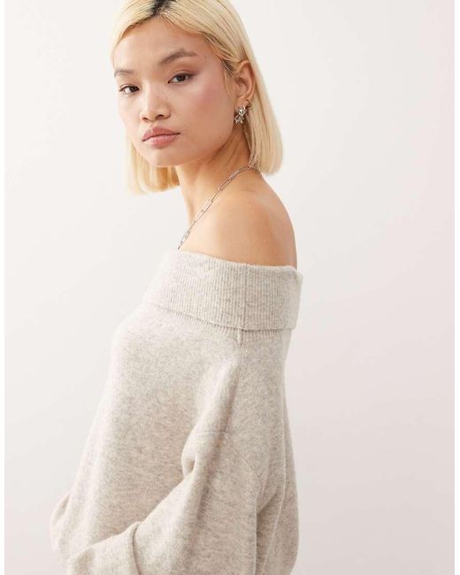 Weekday Natural Slouchy Off Shoulder Bardot Jumper