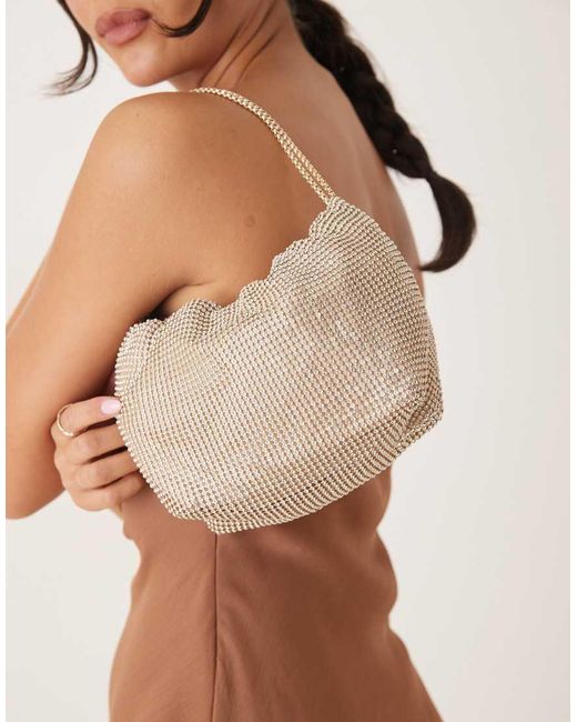 Borsa Da Spalla Con Catenina Di Strass di Mango in Brown