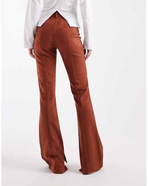 ASOS Red Tall Suedette Patch Pocket Flare Trousers
