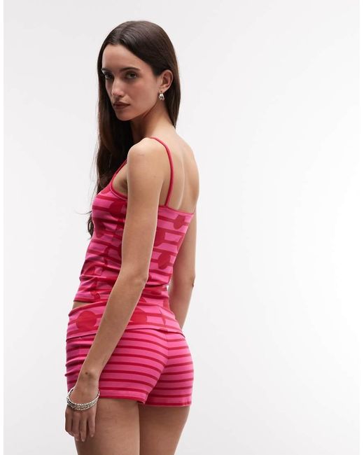 Collusion Red Polkadot And Stripe Cami Top