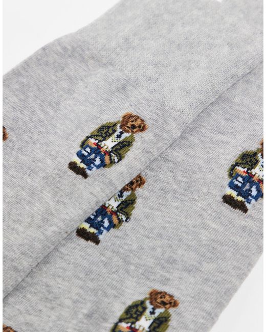 Confezione da 2 paia di calzini grigi e con logo dell'orsetto di Polo Ralph Lauren in White da Uomo