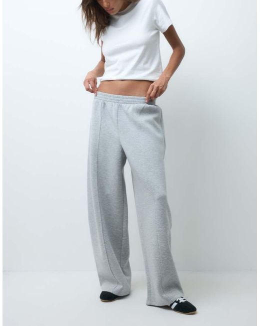 ASOS Gray Wide Leg Jogger With Pleat Detail