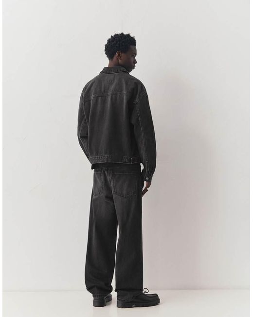 Pull&Bear Black Baggy Jeans for men