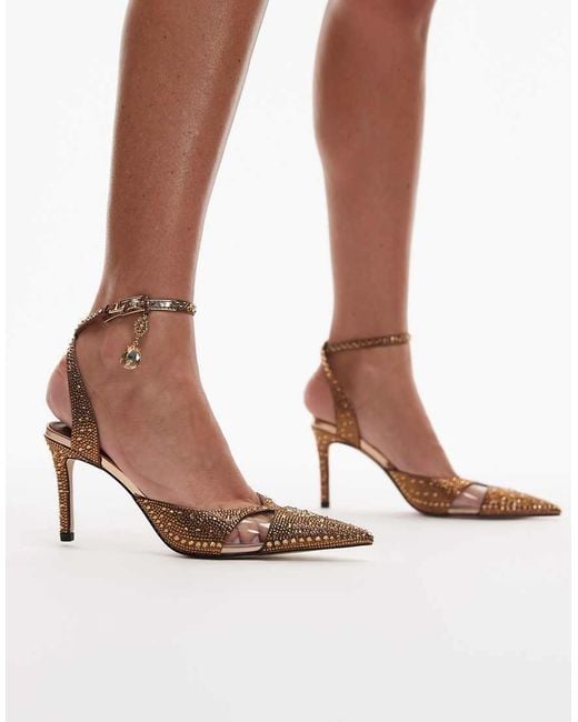 JW PEI Brown Haidi Pointed Toe Crystal Pumps
