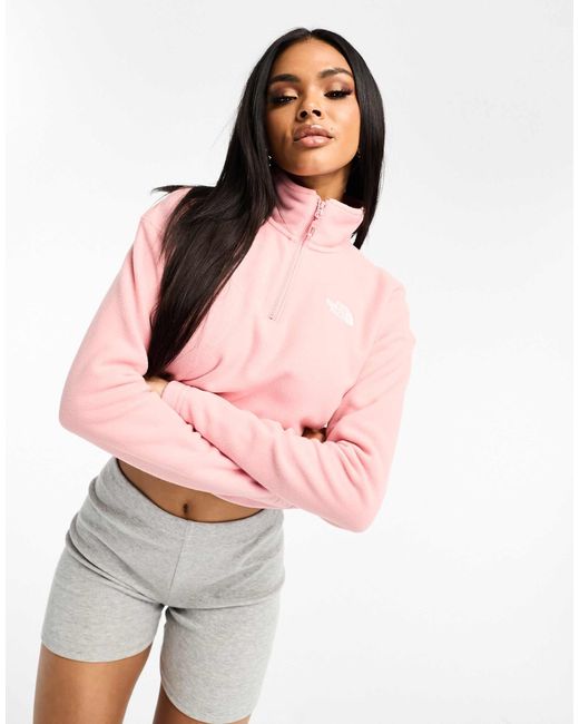 The North Face Pink Glacier 100 Cropped 1/4 Zip Fleece