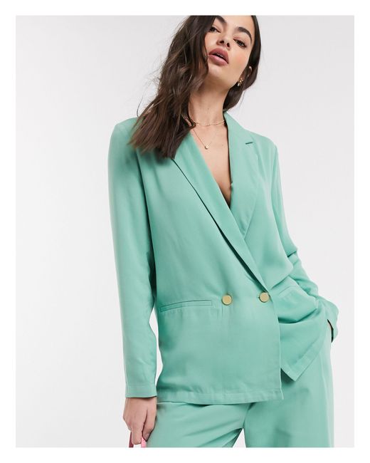 Ichi Synthetic Pastel Suit Blazer in Green - Lyst