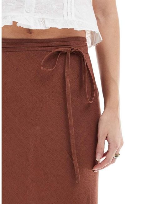 ASOS White Linen Blend Bias Midi Skirt