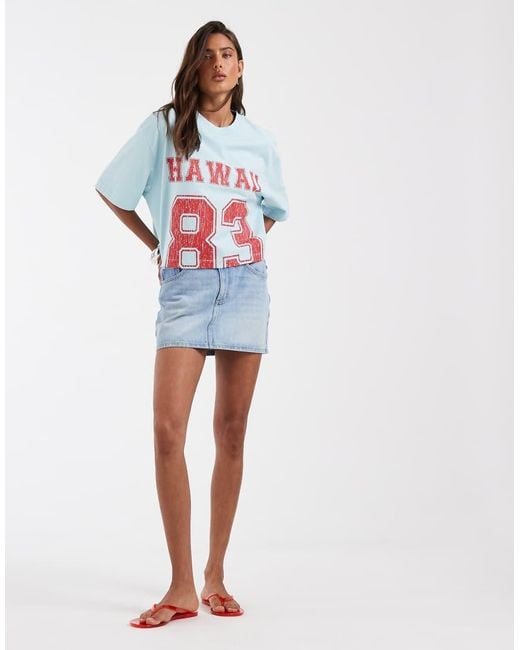 ASOS White Boxy Crop Tee With Hawaii Sports Graphic